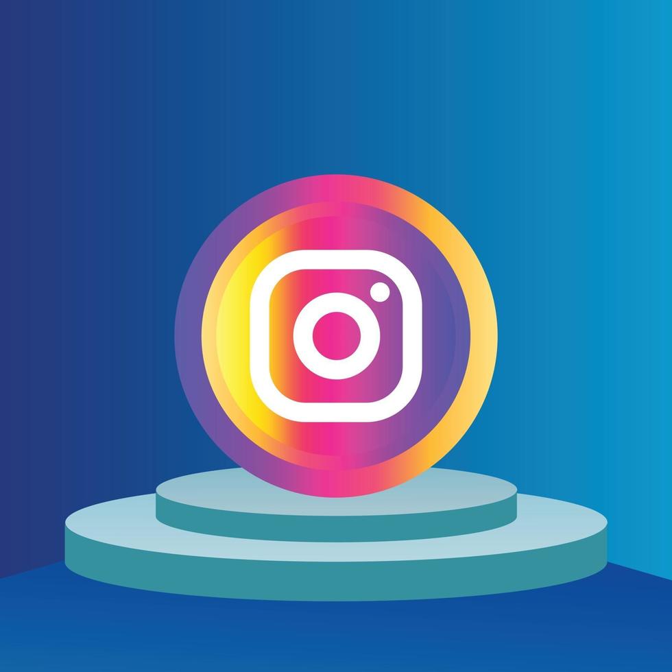 icono de instagram 3d de redes sociales vector