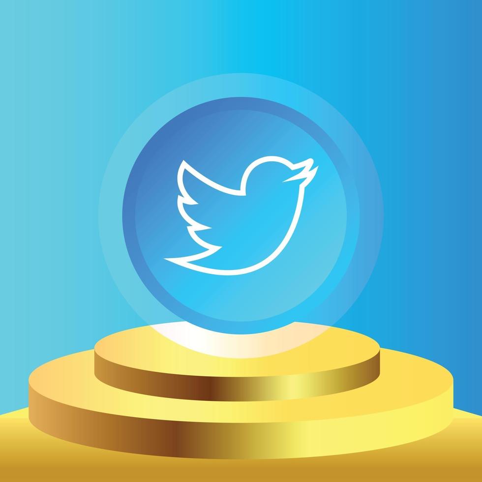 icono de twitter 3d de redes sociales vector