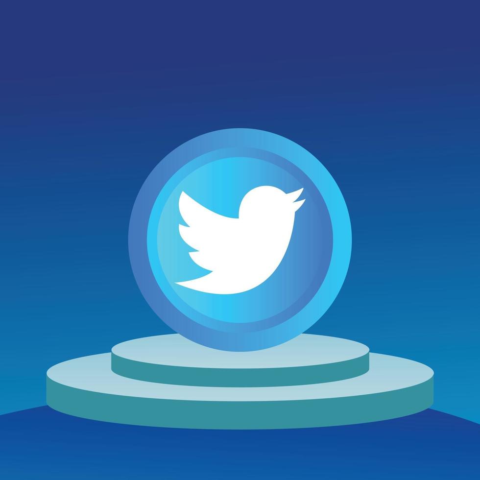 redes sociales 3d logo de twitter vector