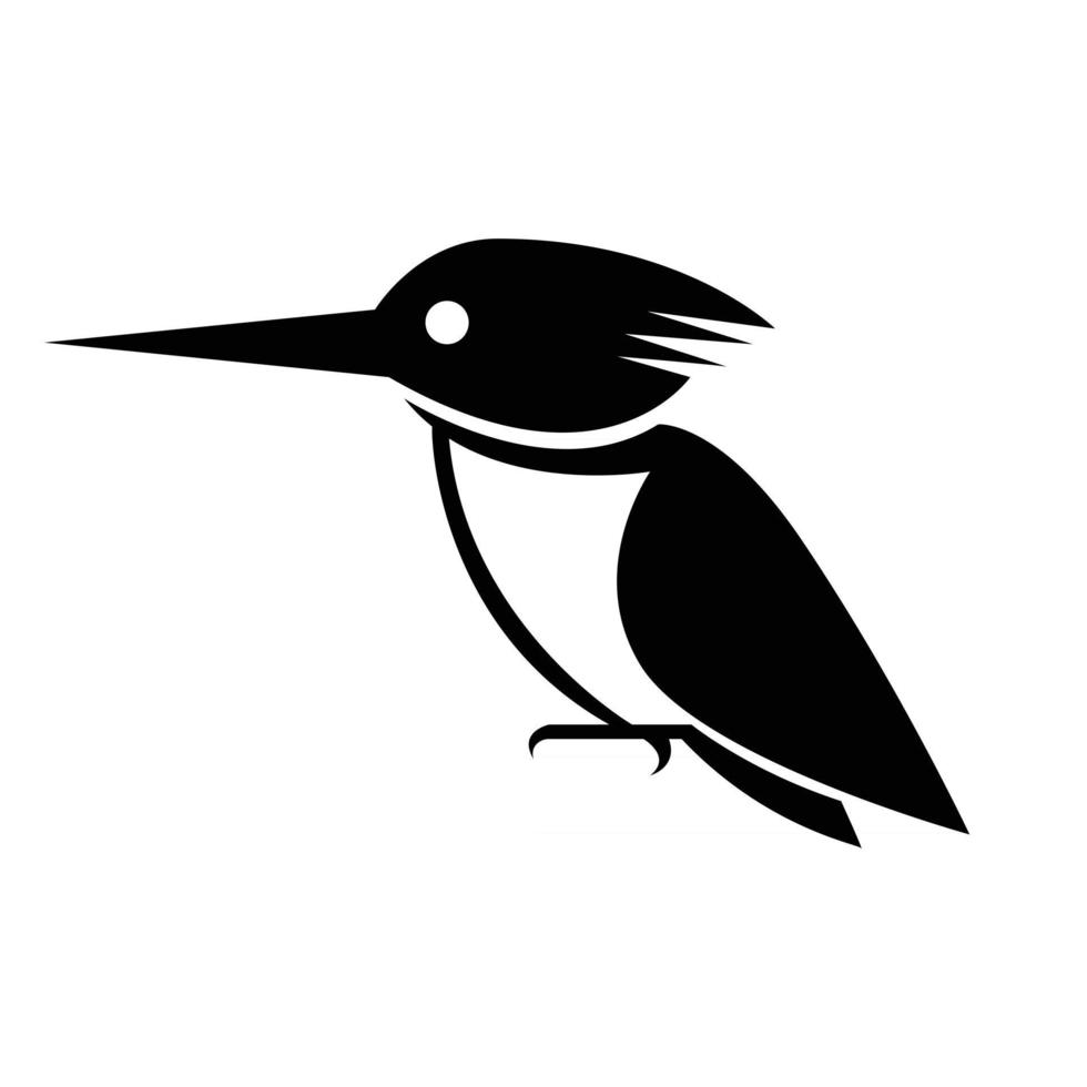 Ilustración de vector de arte de línea negra sobre un fondo blanco de un pájaro martín pescador adecuado para hacer logo