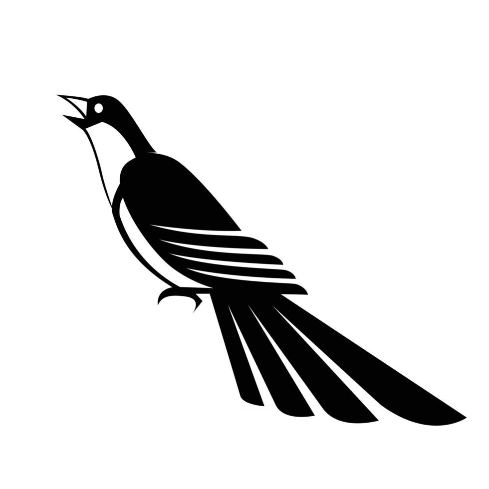 Black Vector illustration on a white background of a magpie