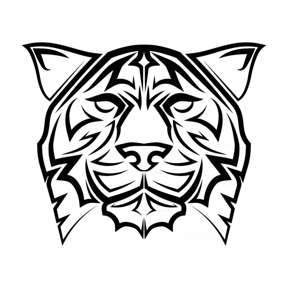 arte de línea en blanco y negro de la cabeza de tigre buen uso de símbolo icono de mascota avatar tatuaje diseño de camiseta logo o cualquier diseño vector