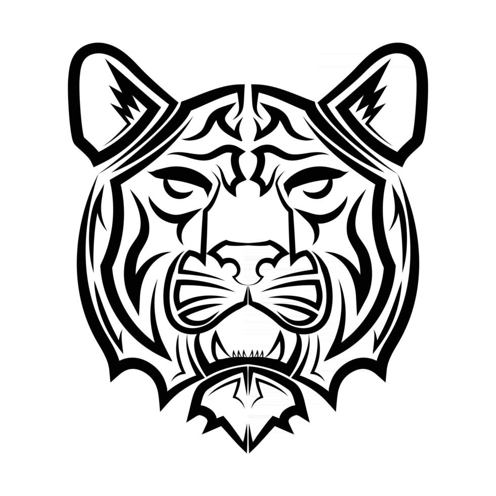 arte de línea en blanco y negro de la cabeza de tigre buen uso de símbolo icono de mascota avatar tatuaje diseño de camiseta logo o cualquier diseño vector