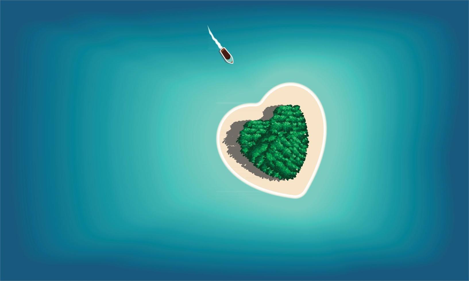 Paradise Island in the shape of a heart vector