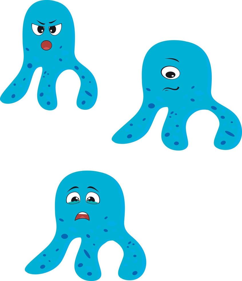 Set of cartoon style angry germs, viruses, microbes and monsters vector