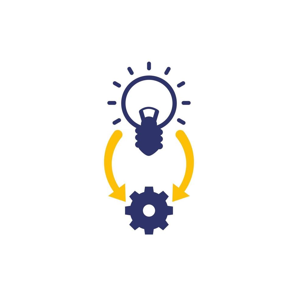 Implementation icon, ideas execution vector