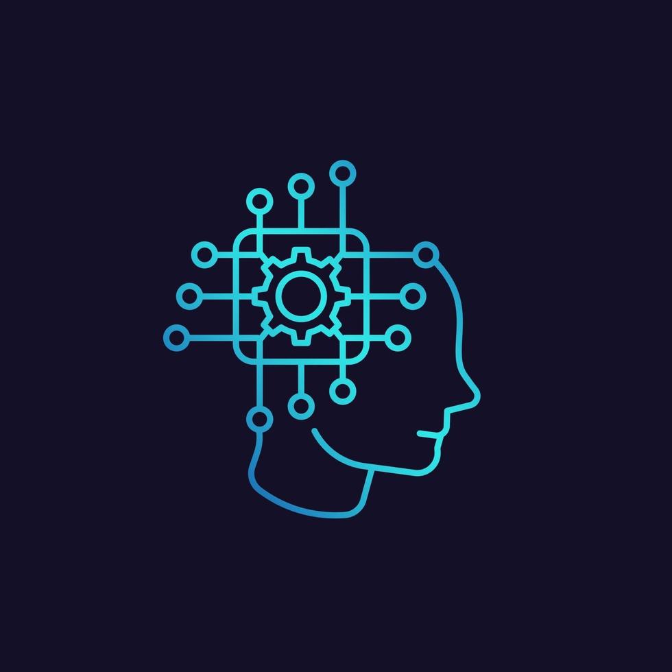 Machine learning, artificial neural network, AI icon 2596399 Vector Art ...