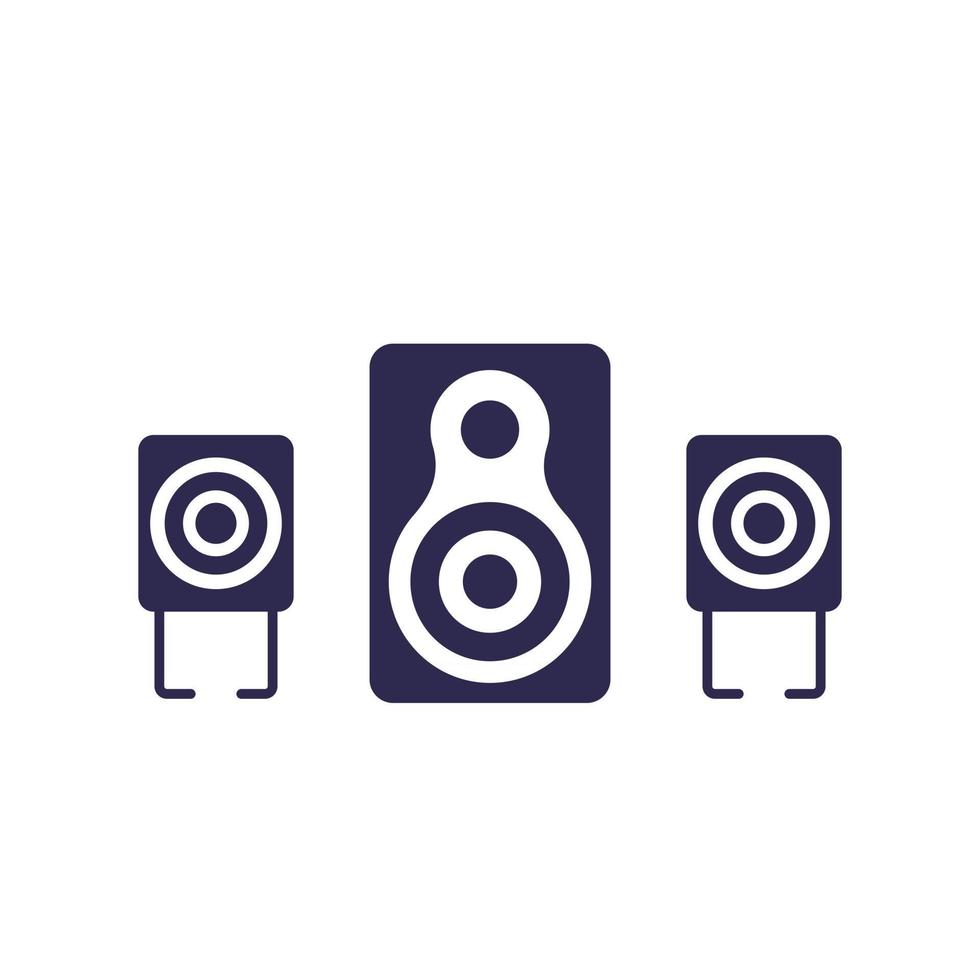 audio speakers, 2.1 audio system on white, vector