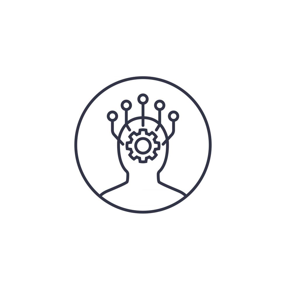 Machine learning and data mining line icon vector