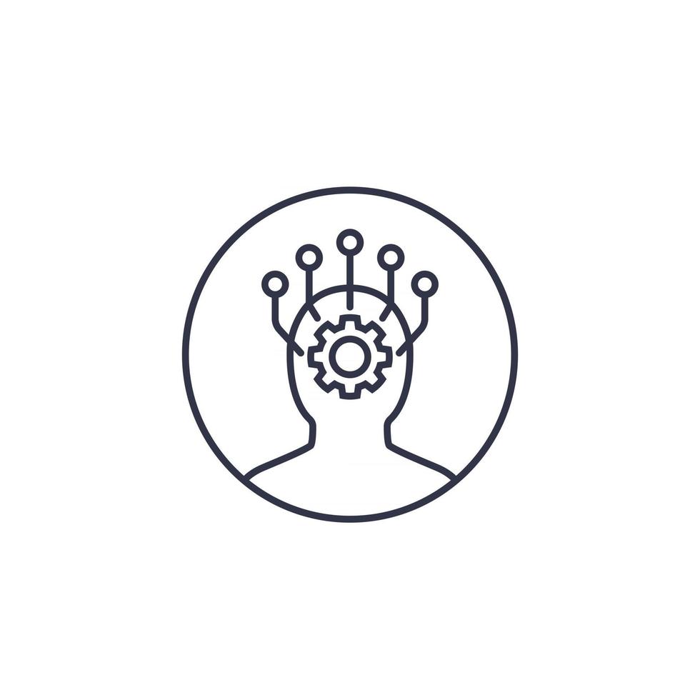 Machine learning and data mining line icon vector