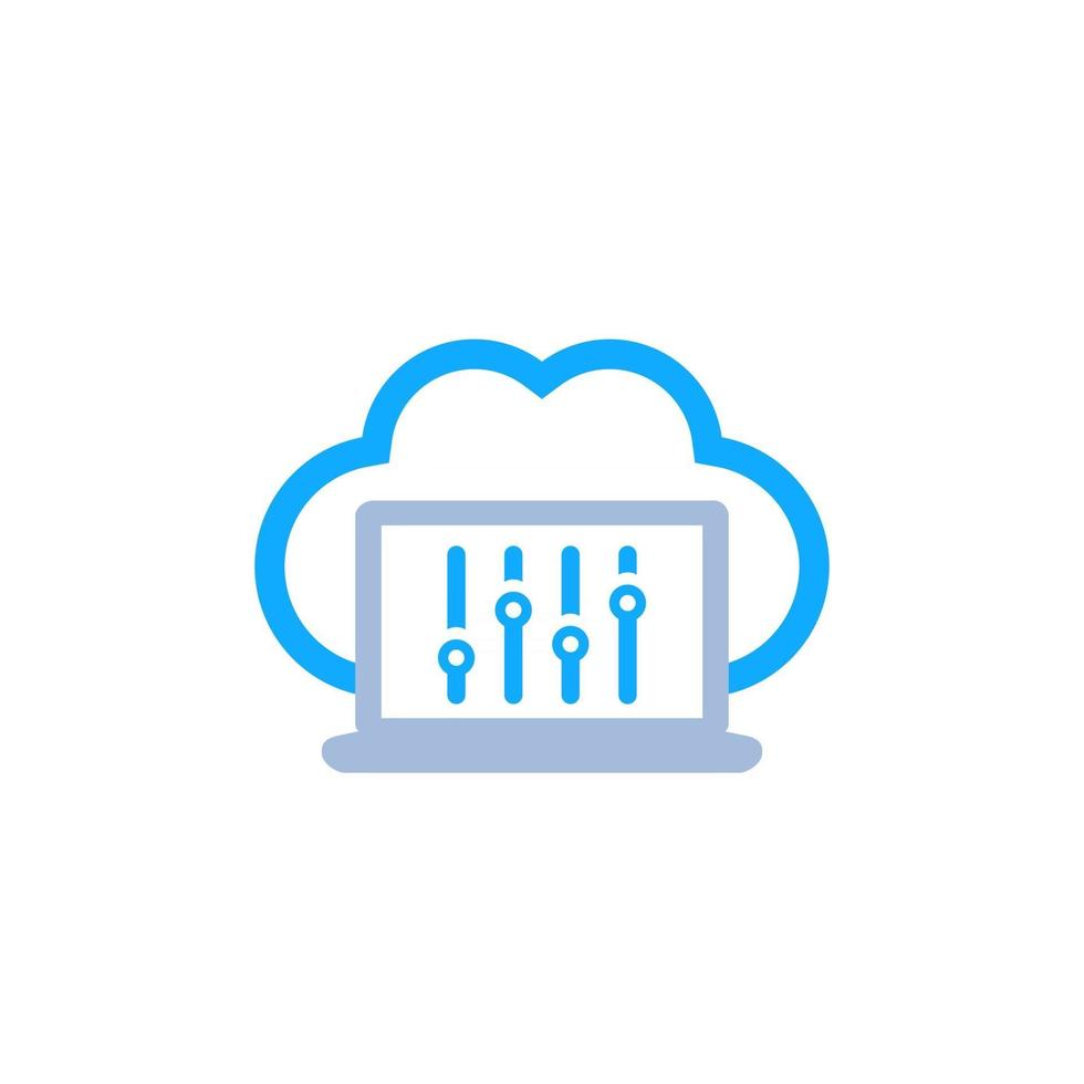 Cloud settings hosting configuration icon on white vector
