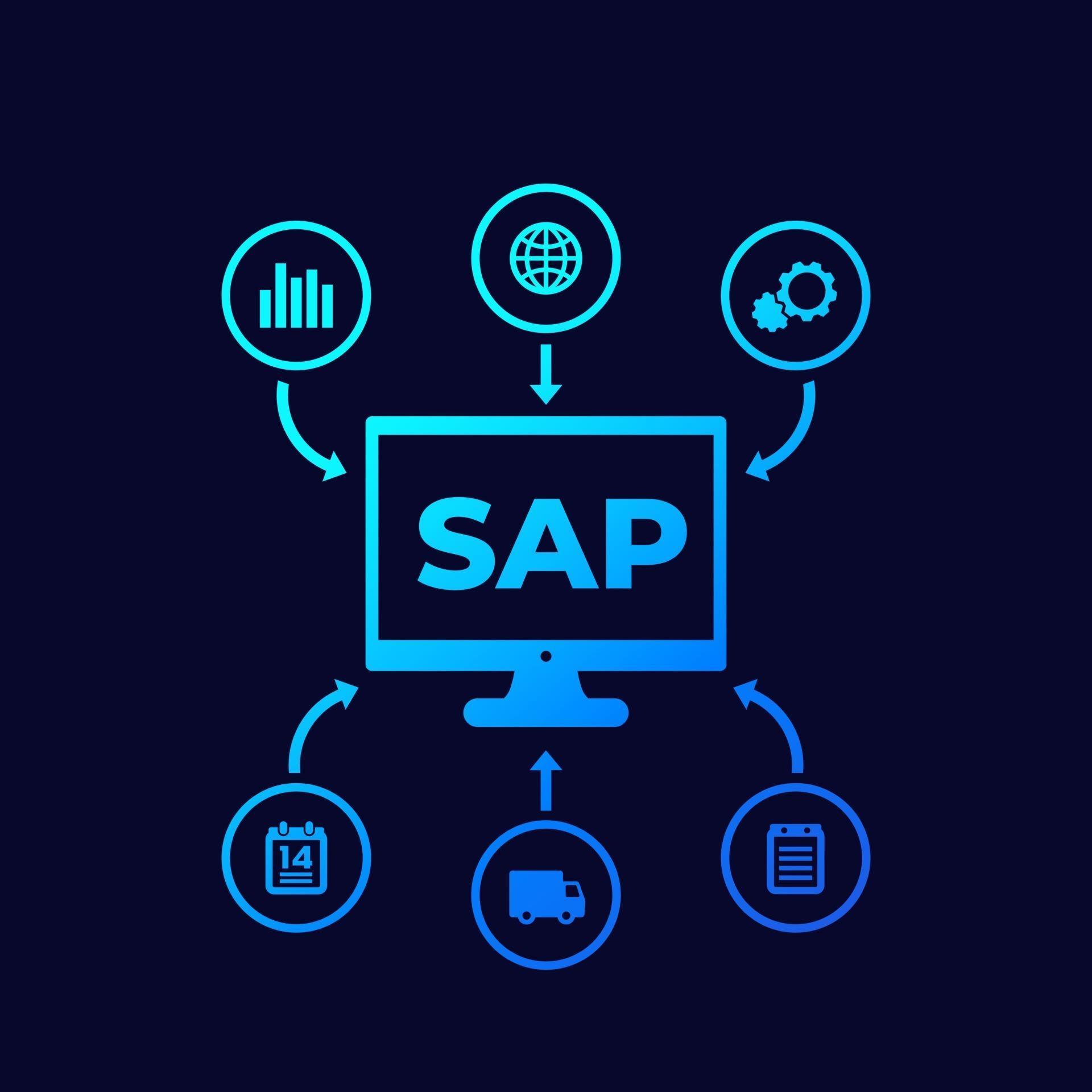 SAP, business software vector icons on dark 2596464 Vector Art at Vecteezy