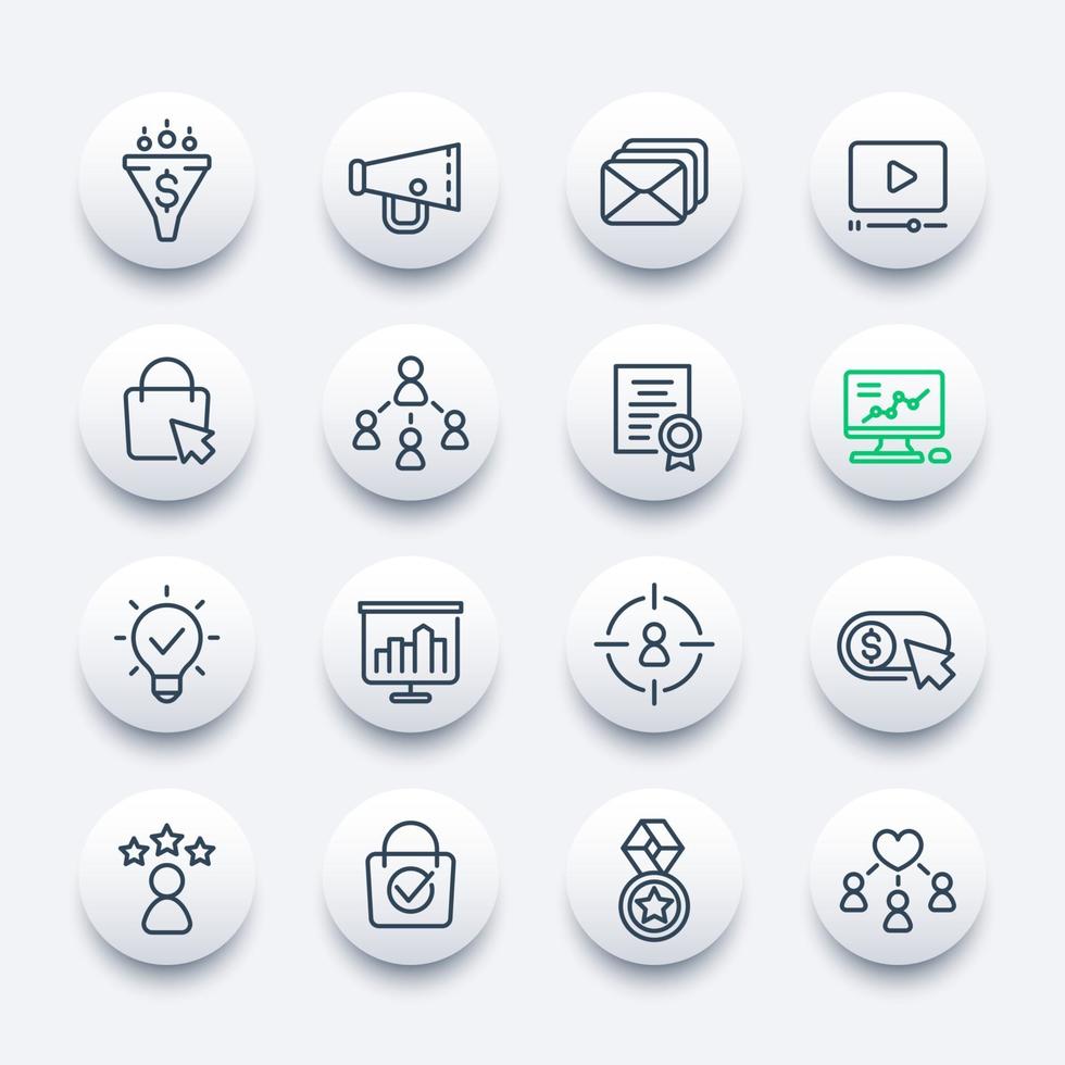 digital marketing line icons vector set