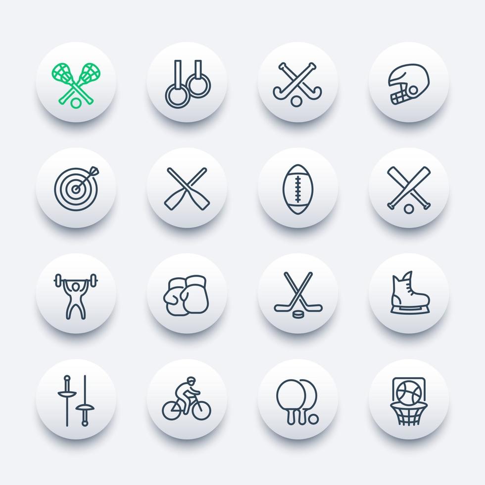 sports line icons set vector