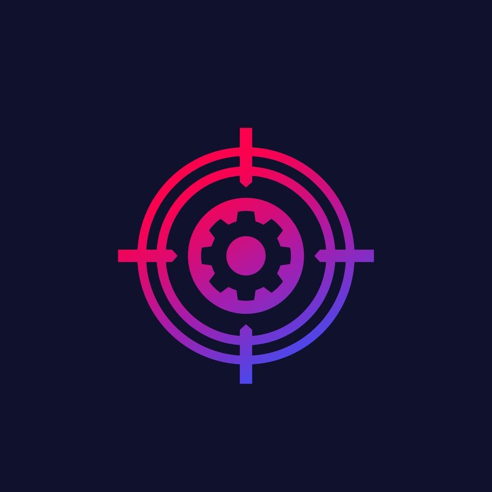 Gear with target, vector icon