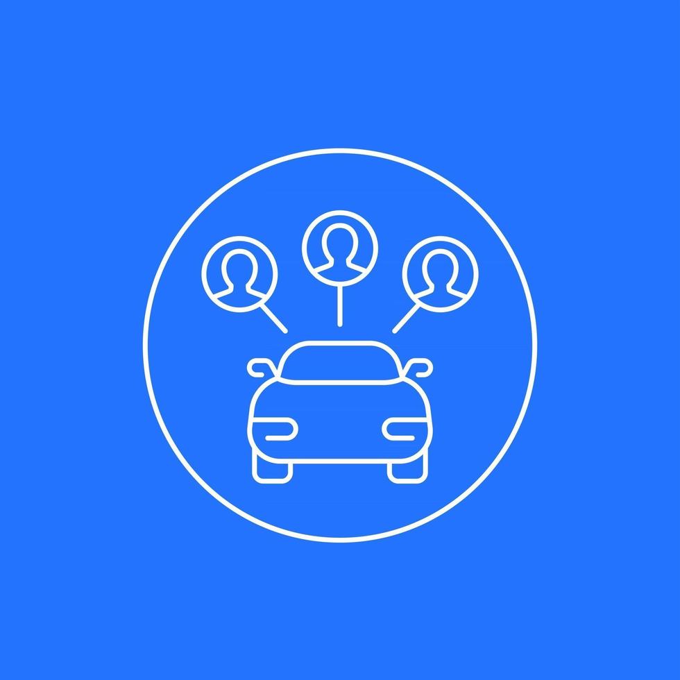 carsharing linear icon with users and car vector