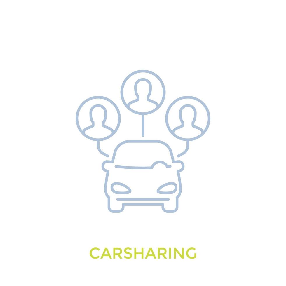 carsharing vector icon on white, linear style