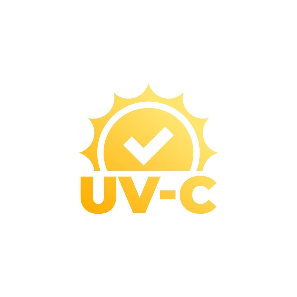 UV-C light, uv disinfection icon, vector label