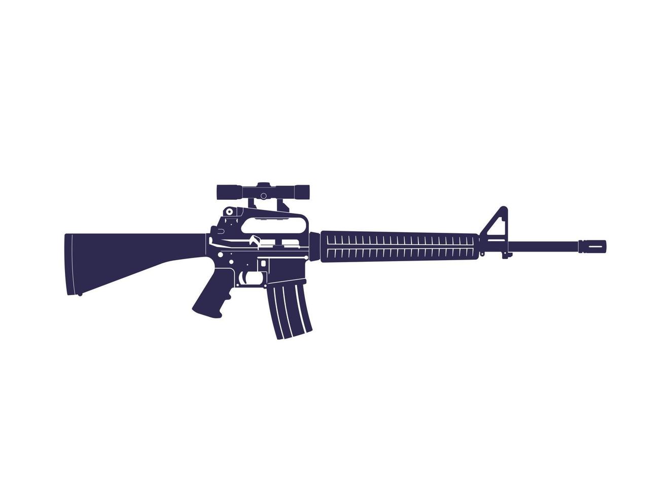 assault rifle, automatic gun with optical scope vector