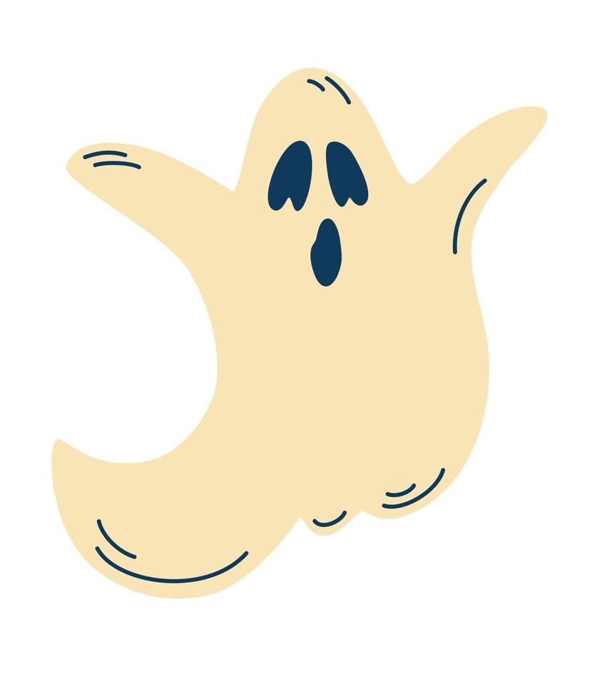 Cute ghost Halloween symbol Cute cartoon spooky character Horror costume Vector illustration in cartoon style