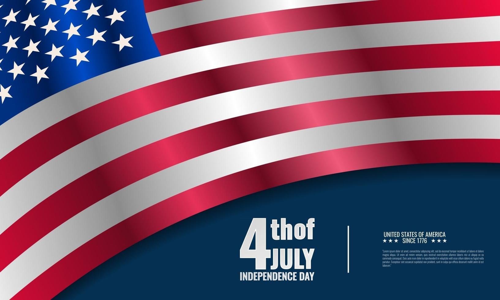 Independence Day USA background template with american flag design vector