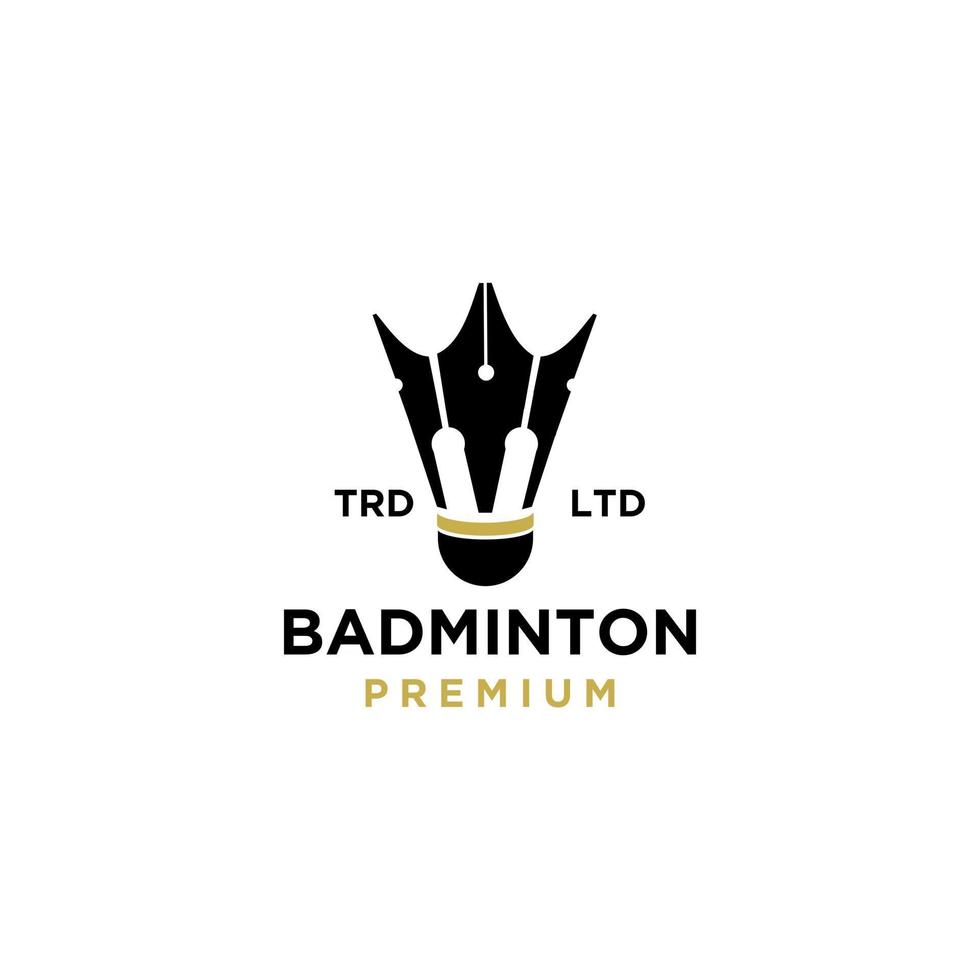 bádminton, pluma, logotipo, icono, ilustración, premium vector