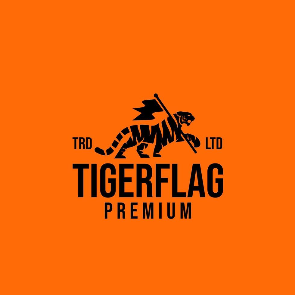premium tiger flag vector logo design