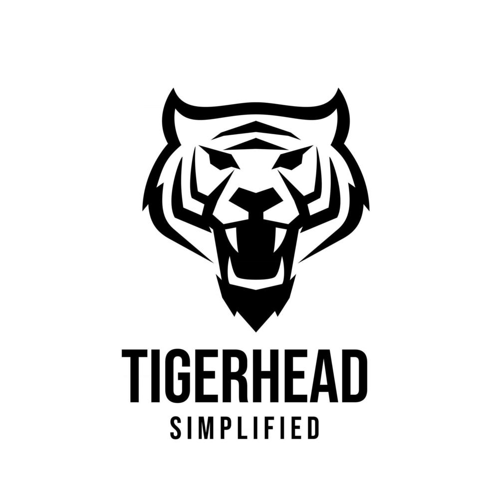 premium tiger head vector black logo icon illustration design