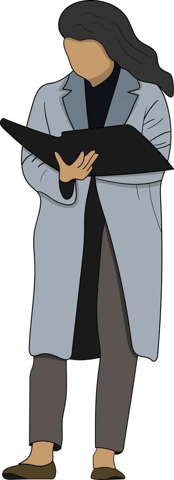 flat character woman holding a report perfect for design project vector