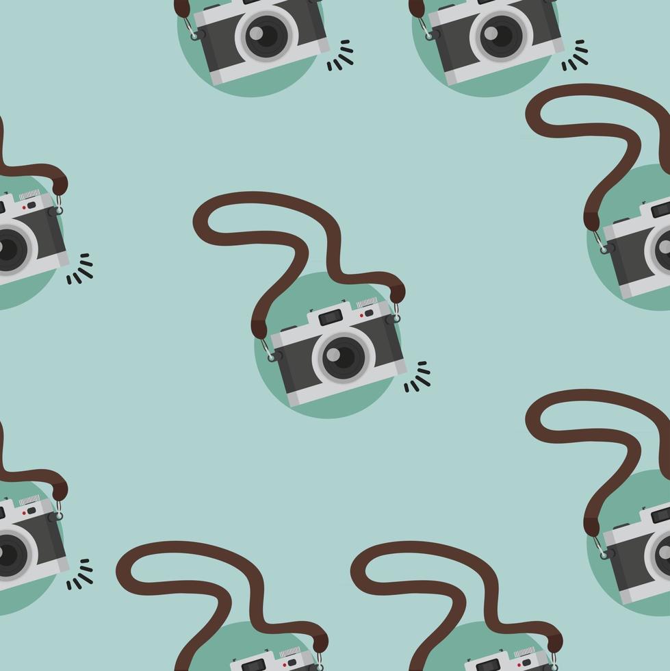 Digital camera  with strap seamless pattern vector
