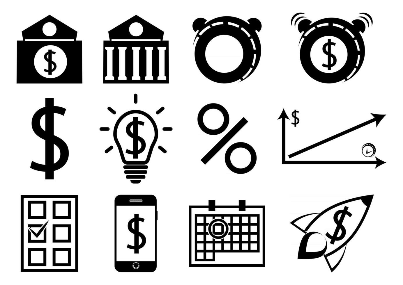A set of business and finance icons. Deposit icons vector