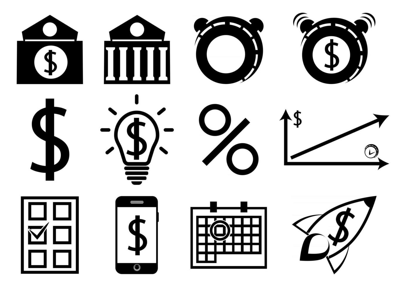 un conjunto de iconos de negocios y finanzas. depositar iconos vector