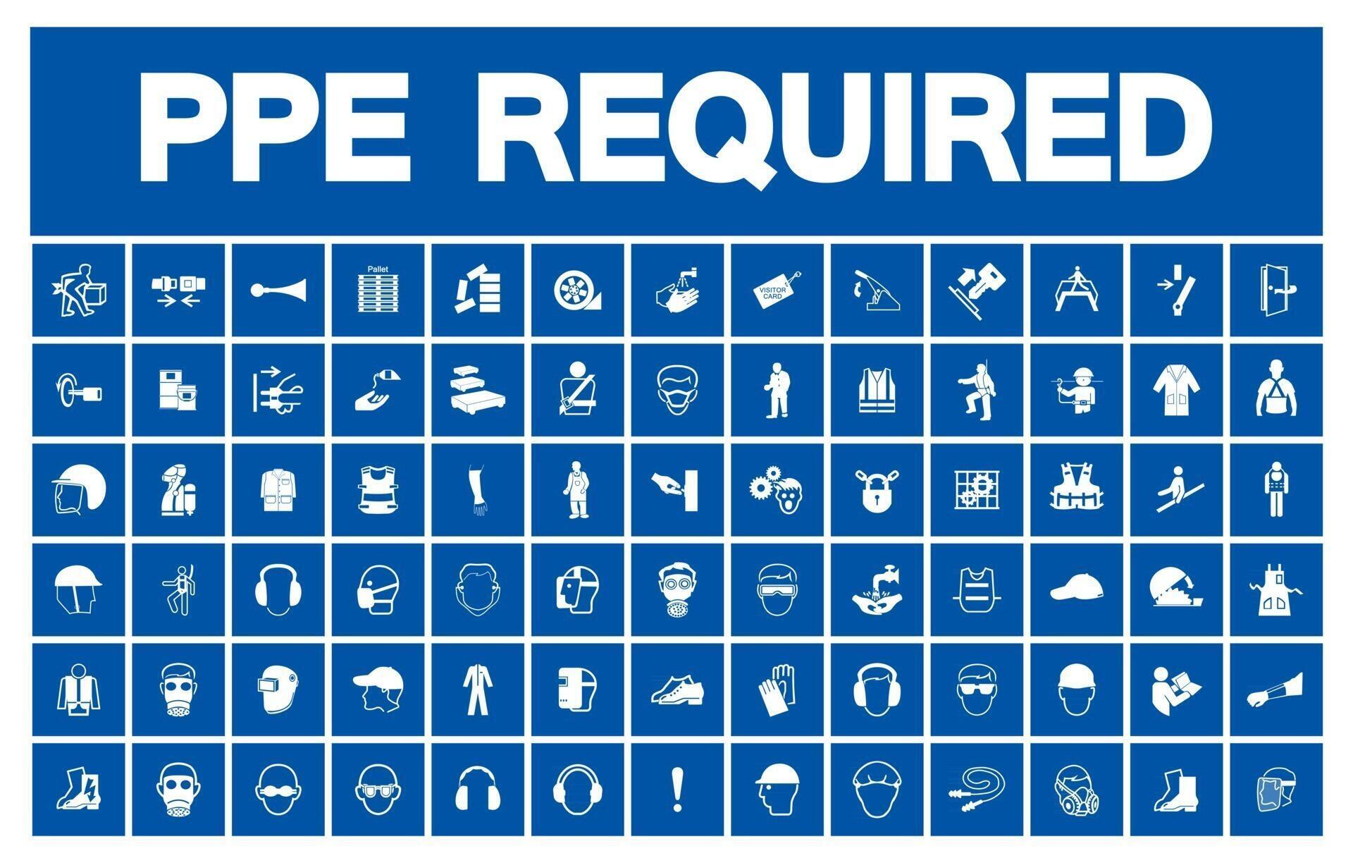 Required Personal Protective Equipment PPE Symbol,Safety Icon 2596782