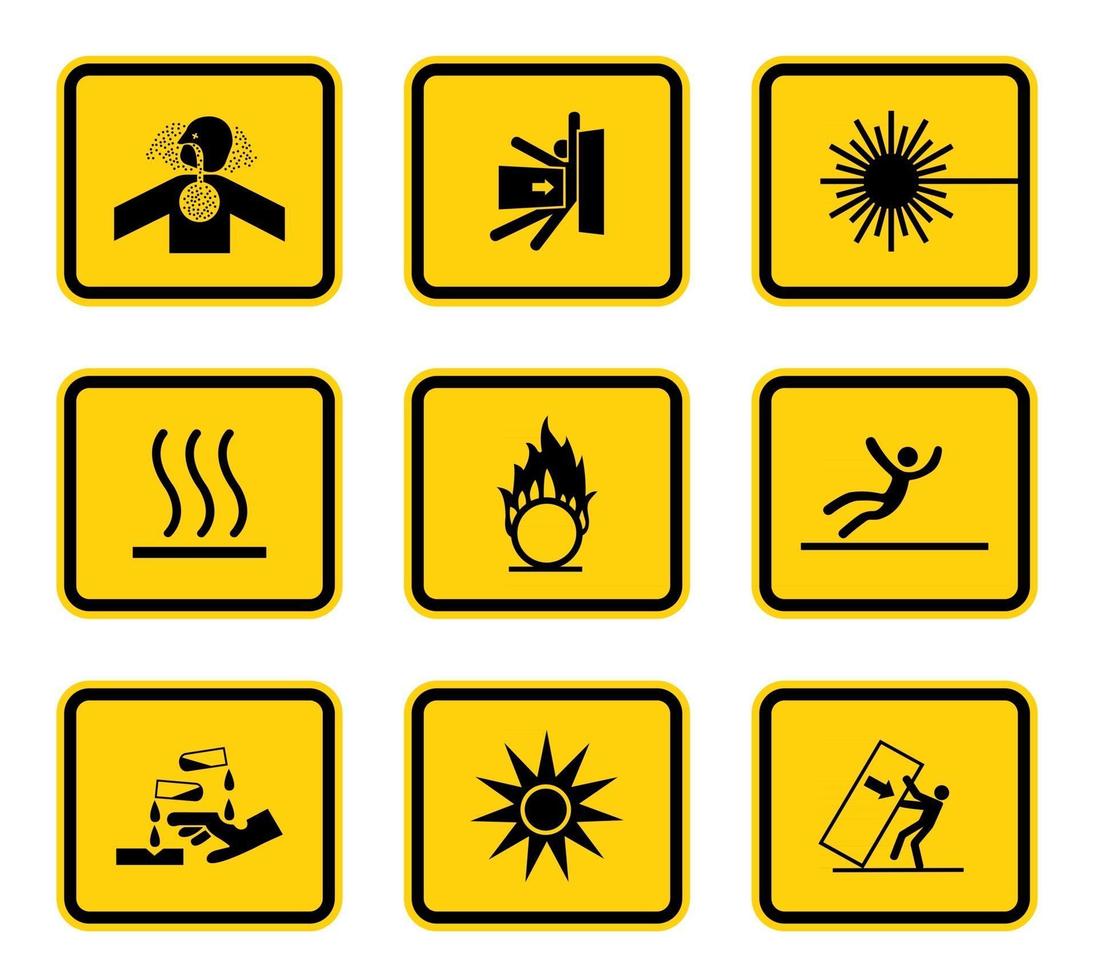 Warning Hazard Symbols labels Sign Isolated on White Background,Vector Illustration vector