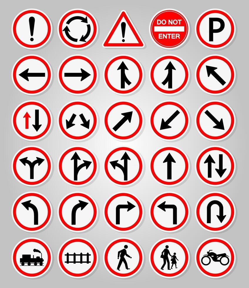 Road signs icon collection vector