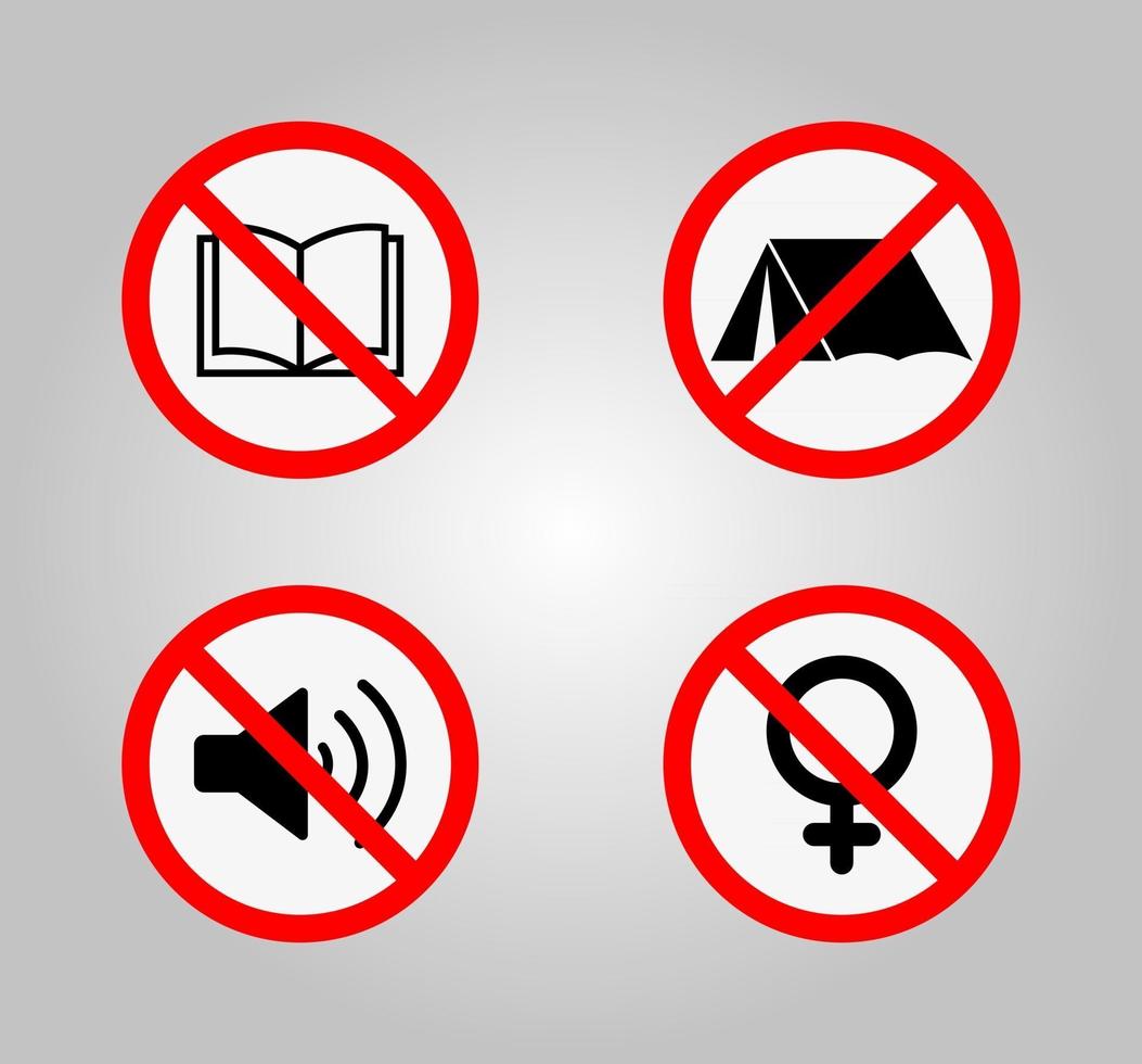 Señales de prohibición y varios signos de advertencia icono símbolo signo aislado sobre fondo blanco, ilustración vectorial eps.10 vector
