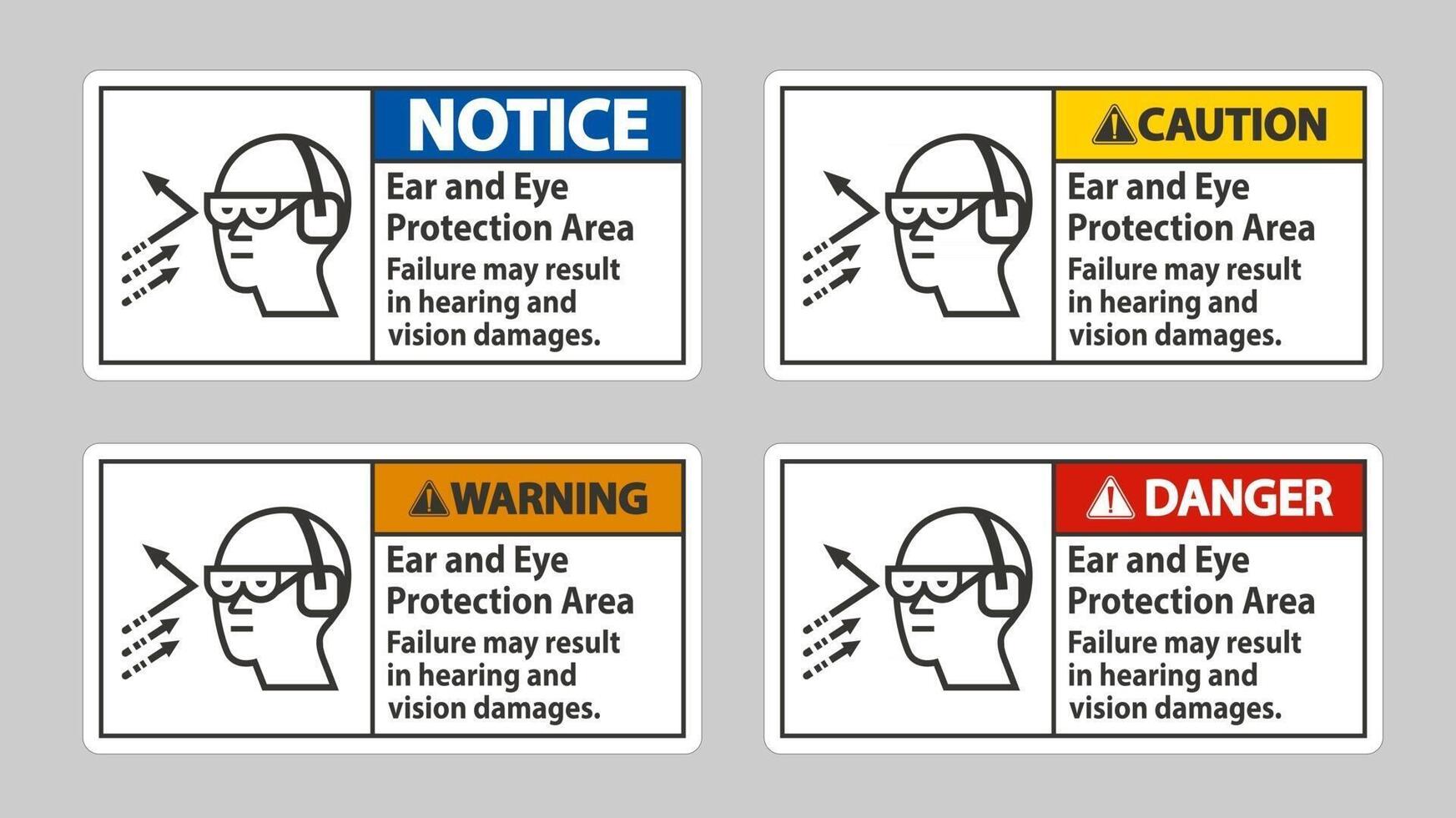 Ear And Eye Protection Area, Failure May Result In Hearing And Vision Damages vector