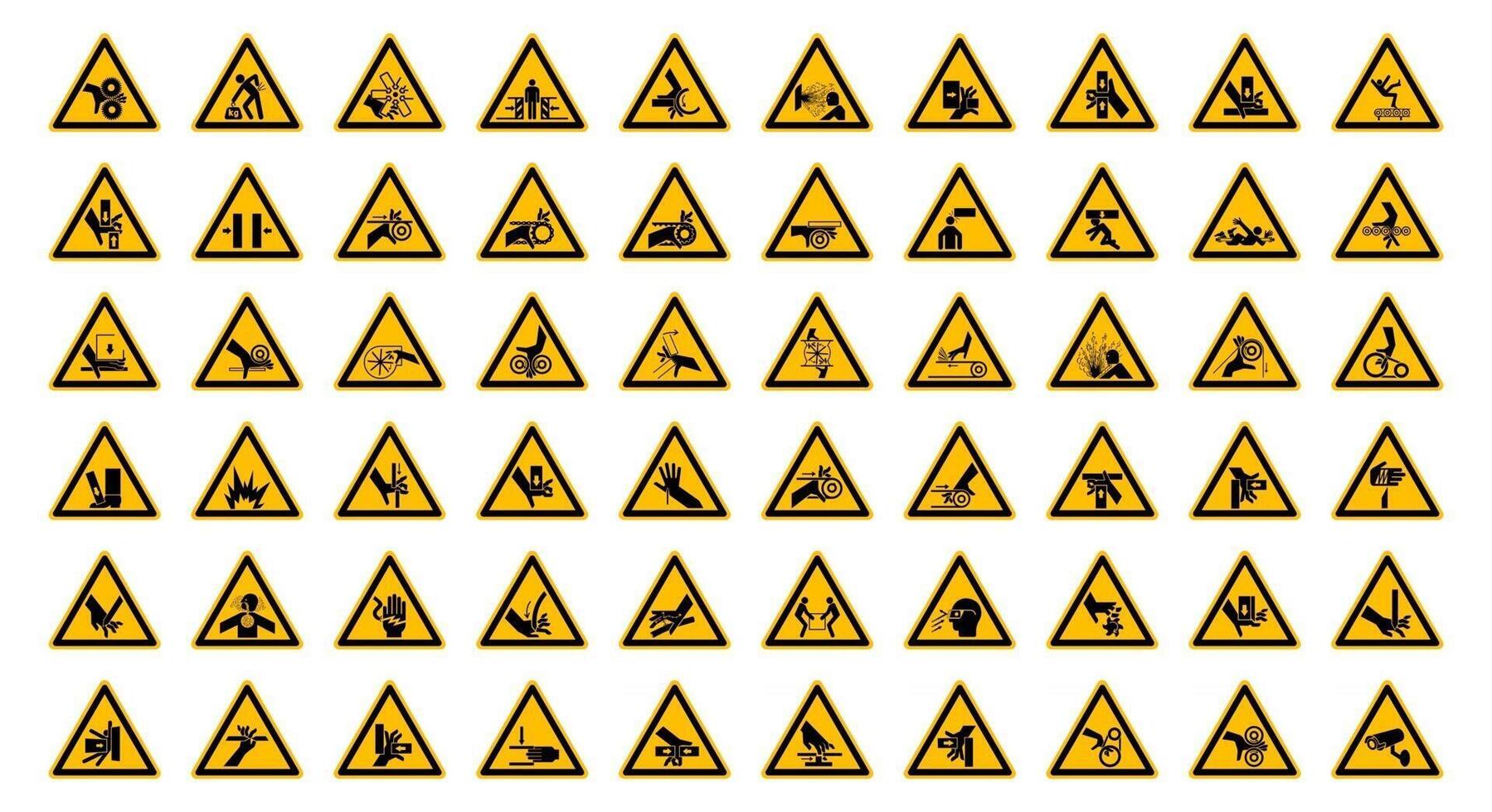 Warning Hazard Symbols labels Sign Isolate on White Background,Vector Illustration vector