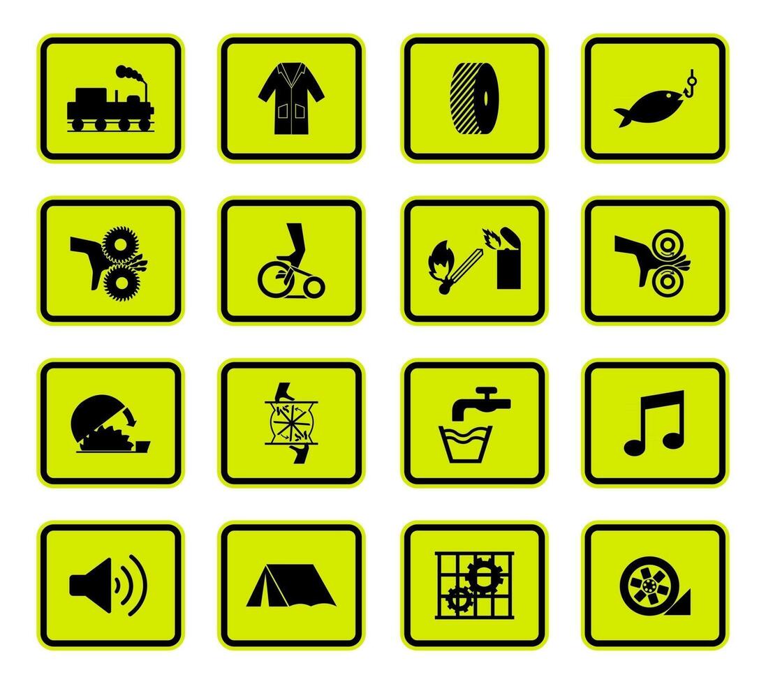 Warning Hazard Symbols labels Sign Isolated on White Background,Vector Illustration vector