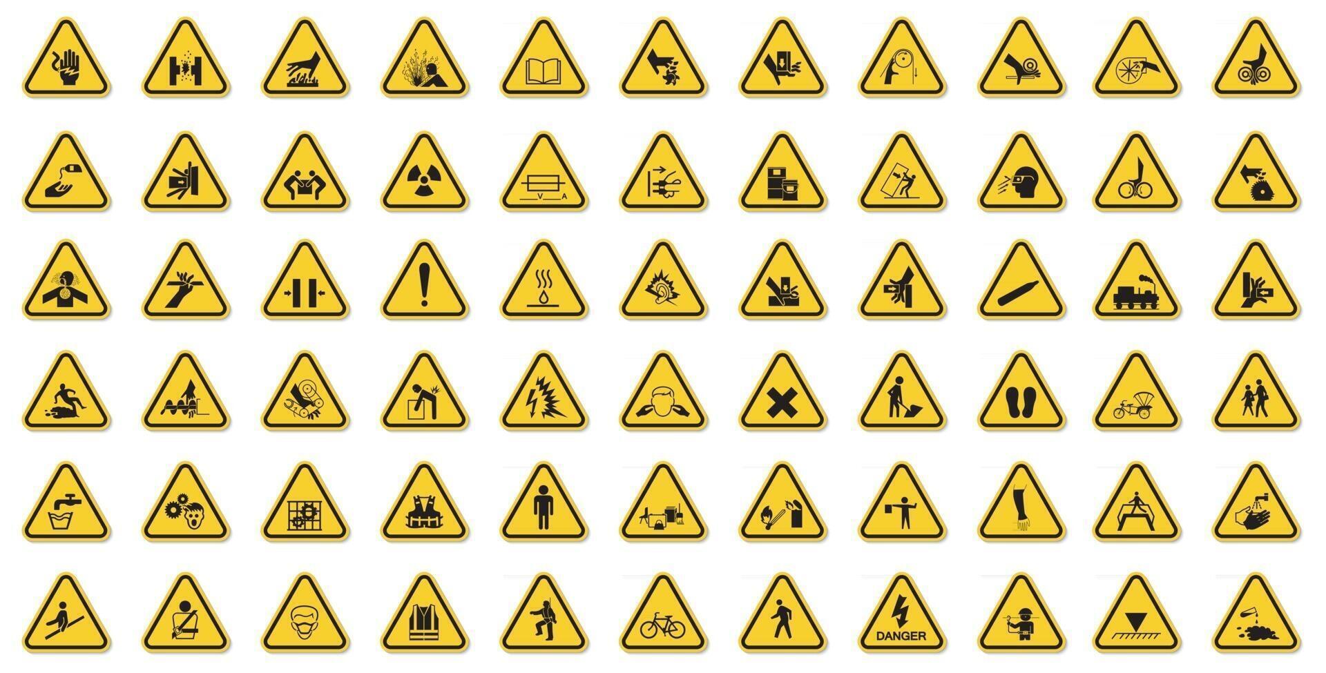 Warning Hazard Symbols labels Sign Isolate on White Background,Vector Illustration vector