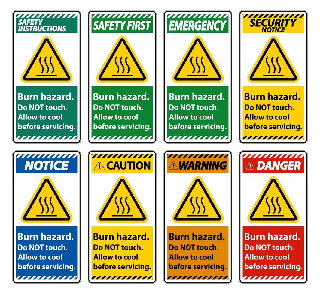 Burn hazard safety,Do not touch label Sign on white background vector