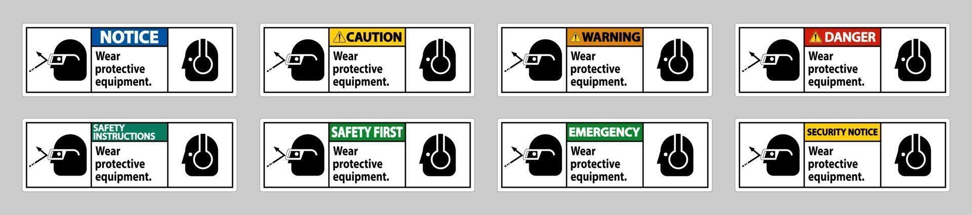 Use equipo de protección con gafas y gráficos de gafas. vector