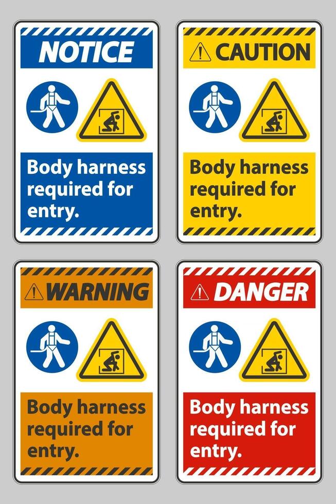 Body Harness Required For Entry Sign vector