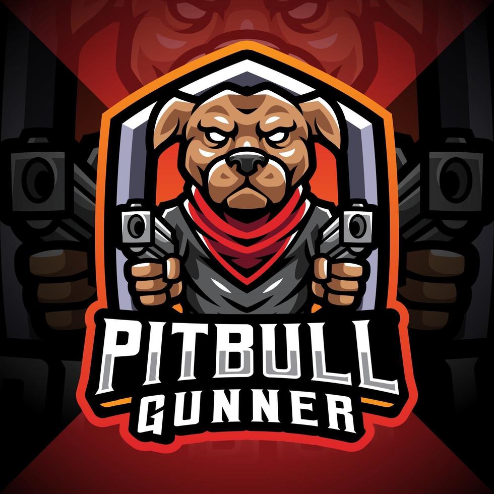 Pitbull gunner esport Mascot Logo vector