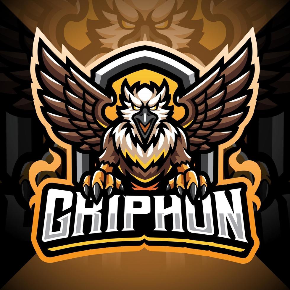 diseño de logotipo de mascota gryphon esport vector