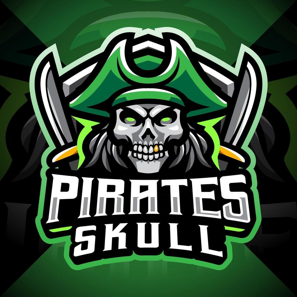 diseño de logotipo de juego de mascota de piratas calavera vector