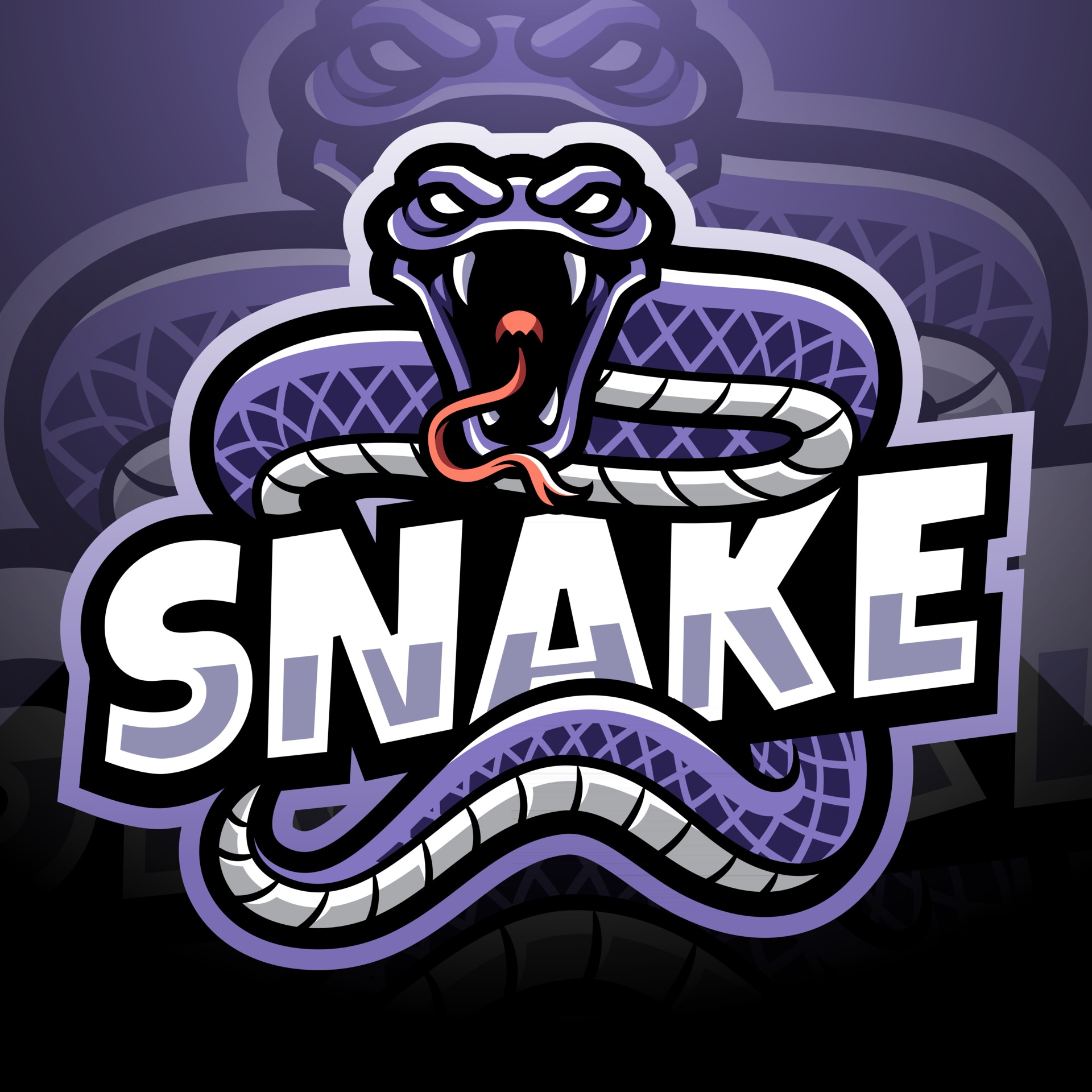 Premium Vector  Purple snake mascot gaming logo template for esports  streamer facebook