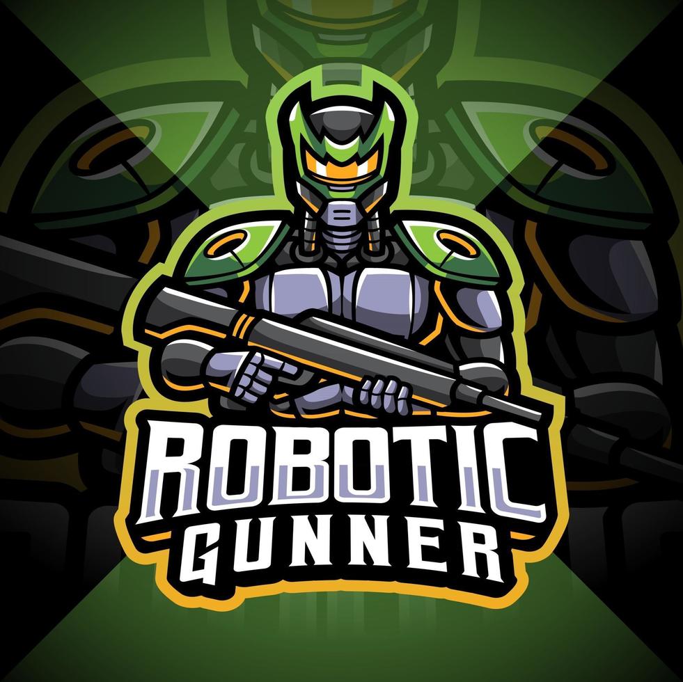 diseño de logotipo de mascota de esport de artillero robótico vector