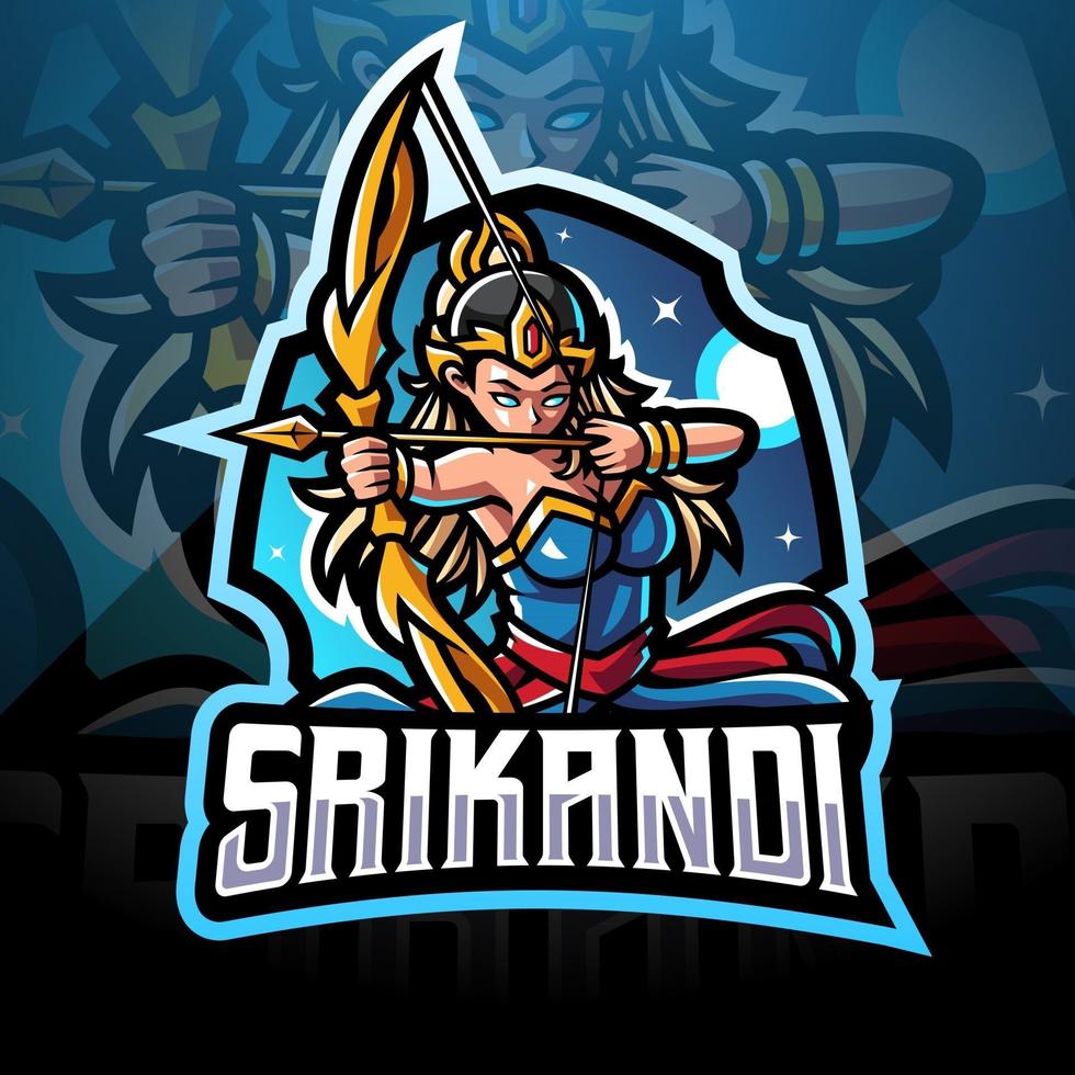 diseño de logotipo de mascota srikandi esport vector