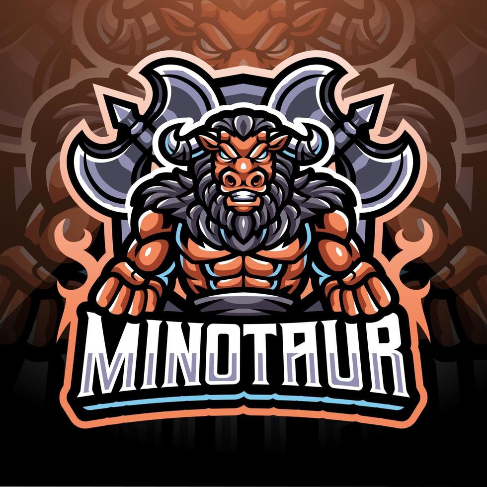 diseño de logotipo de mascota minotauro esport vector
